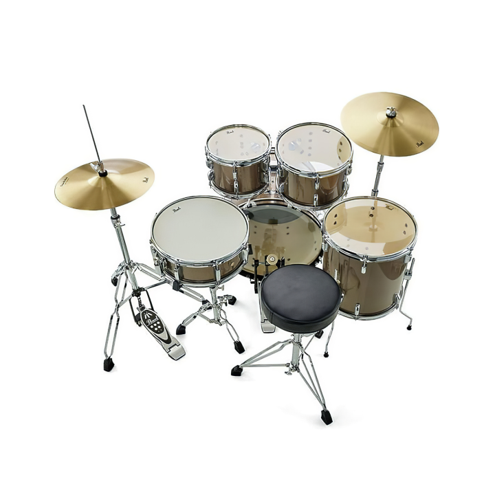 Pearl Road Show RS525SC/C707, 5-Piece Drum Set with Hardware and Sabian Cymbals Set, Bronze Metallic