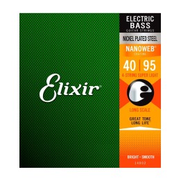 Elixir 14002, Super Light 40-95 Long Scale Nanoweb Electric Bass Strings