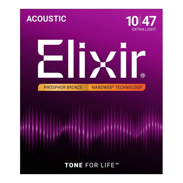 Elixir 16002 Phosphor Bronze with NANOWEB Acoustic Guitar Strings (10-47)