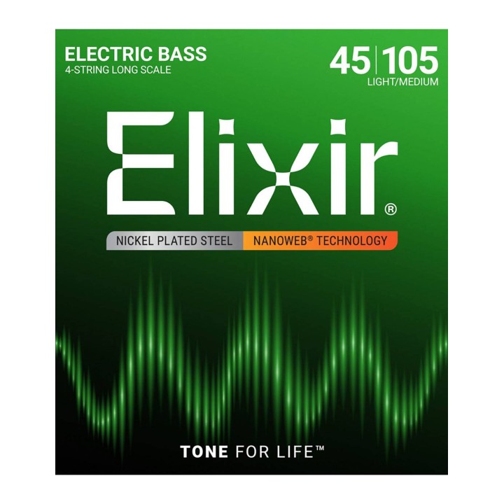 Elixir 14077, Long Scale 4 Set (.045-.105) Bass Strings