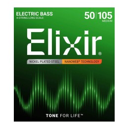 Elixir 14102, Long Scale Nanoweb Coating (.050-.105) 4 Set Bass Strings