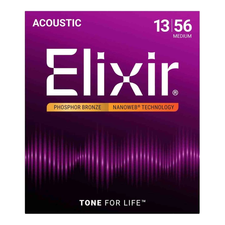 Elixir 16102 Phosphor Bronze Nanoweb Coated - Medium (.013-.056)