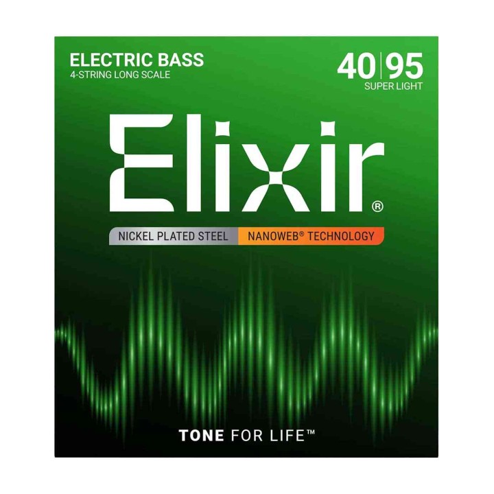 Elixir 14002, Super Light 40-95 Long Scale Nanoweb Electric Bass Strings
