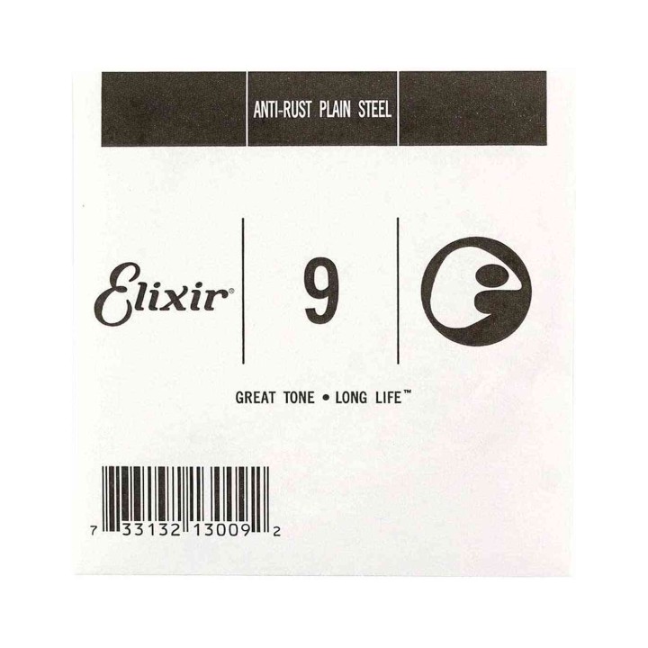 Elixir 13009 Single Strings: Anti-Rust Plain Steel Strings .009