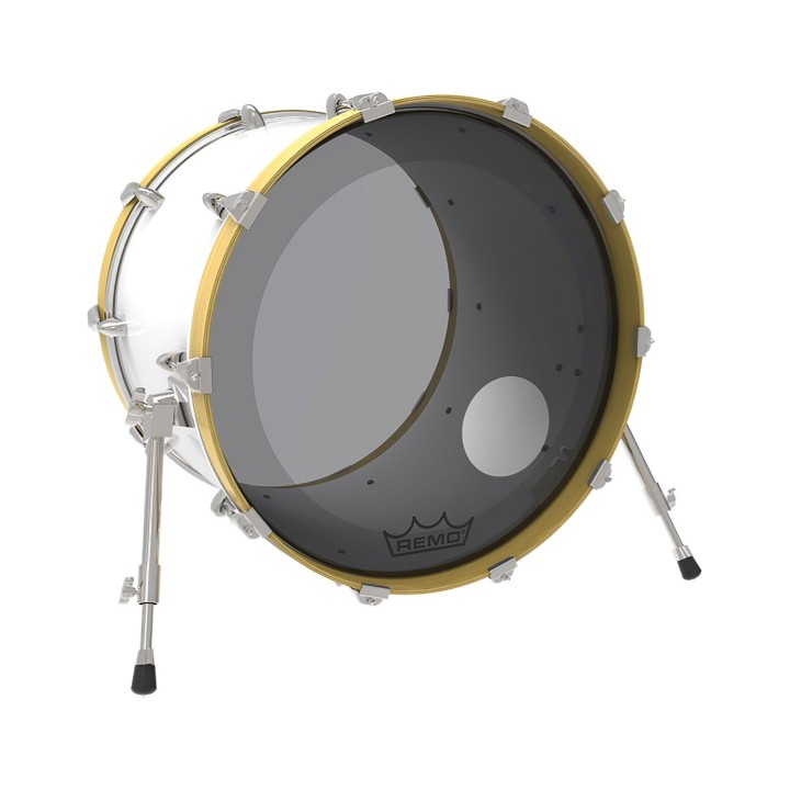 Remo 20" COLORTONE POWERSTROKE 3 CLEAR SMOKE BASSDRUMHEAD - P3-1320-CT-SMOH, 5" HOLE